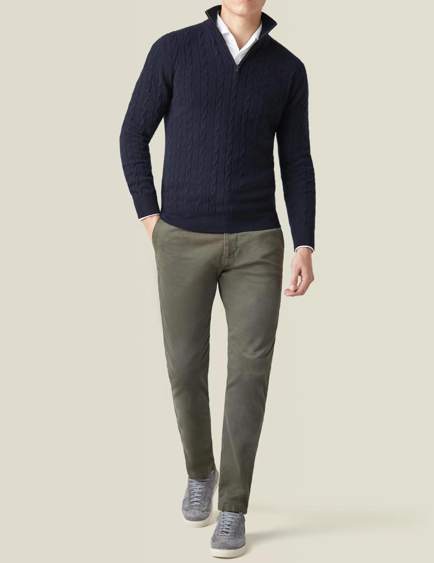 Men’s Knit Zipper Sweater | Long Cashmere Jumper