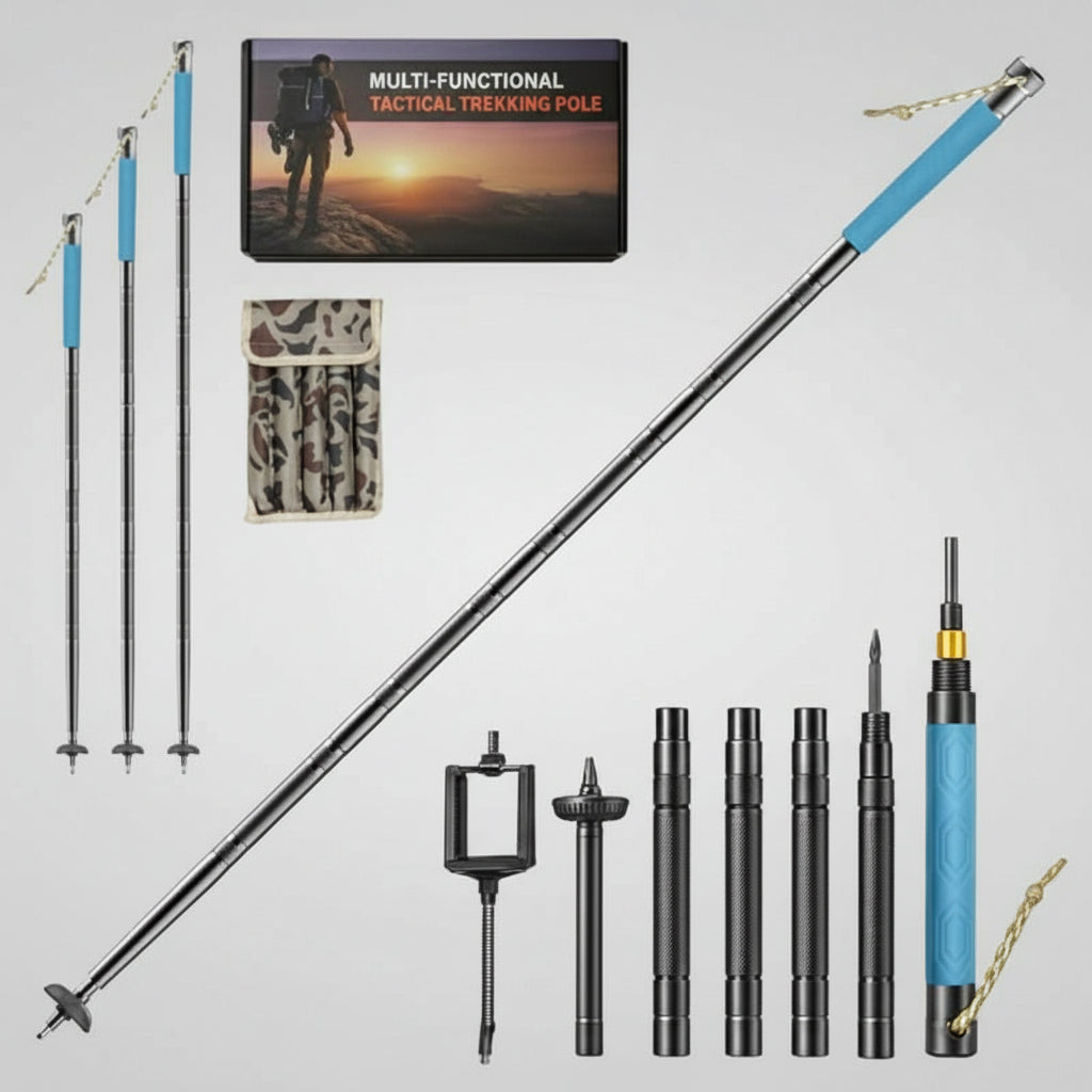 Hiking Pole Collapsible Carbon Fiber Trekking Stick Luminous Handle