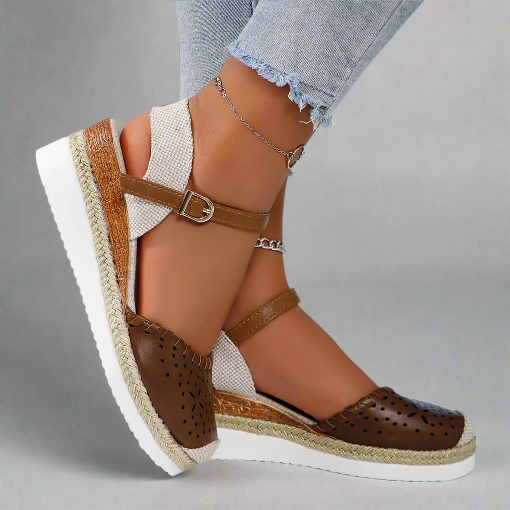 Women’s Comfortable Espadrille Sandals | Closed Toe Wedge Ankle Strap