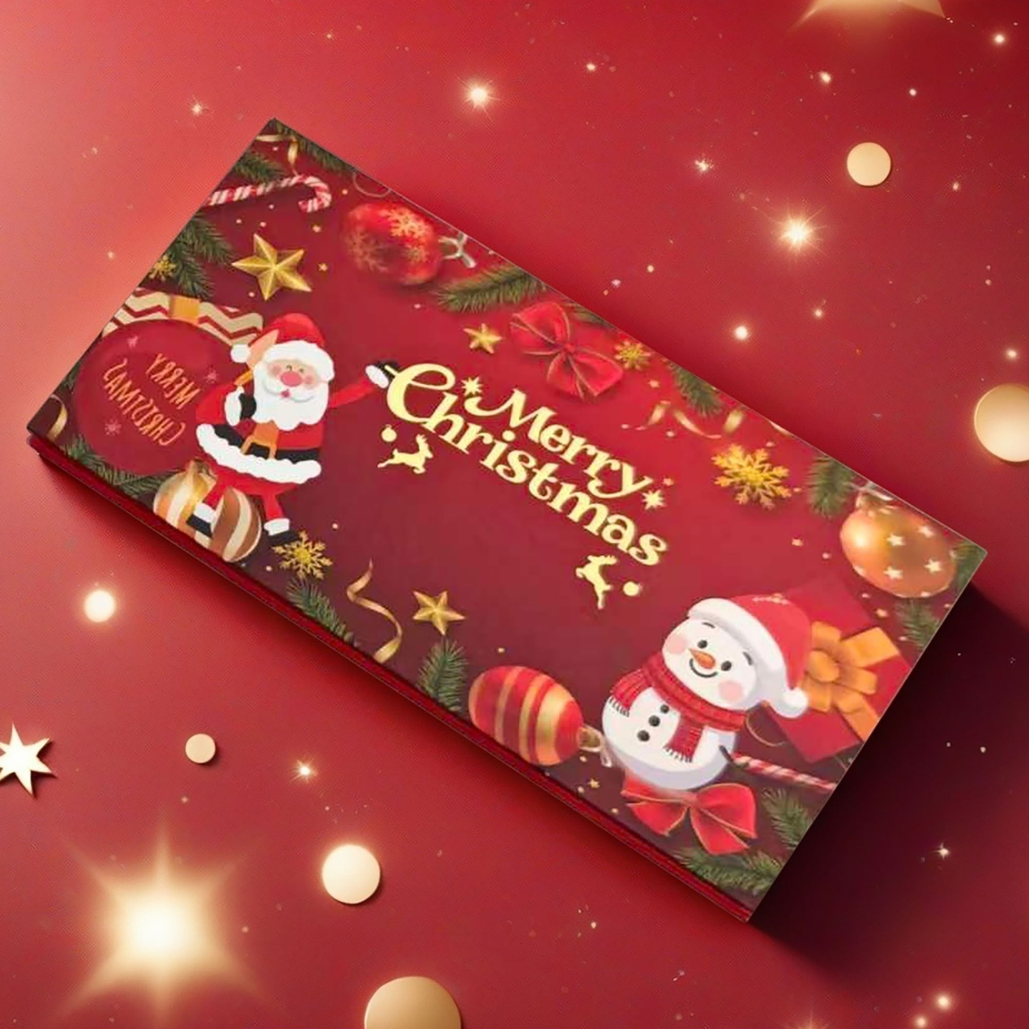 Christmas Cash Envelope Red Gift Money Holder Paper Set