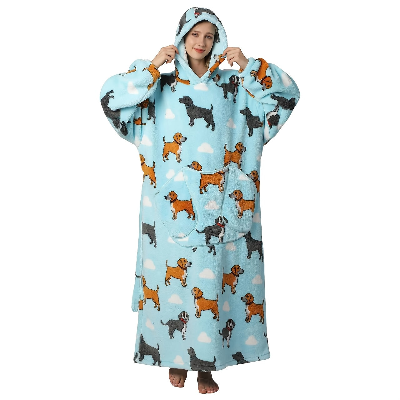 Oversized Blanket Hoodie Cozy Wearable Fleece Blanket