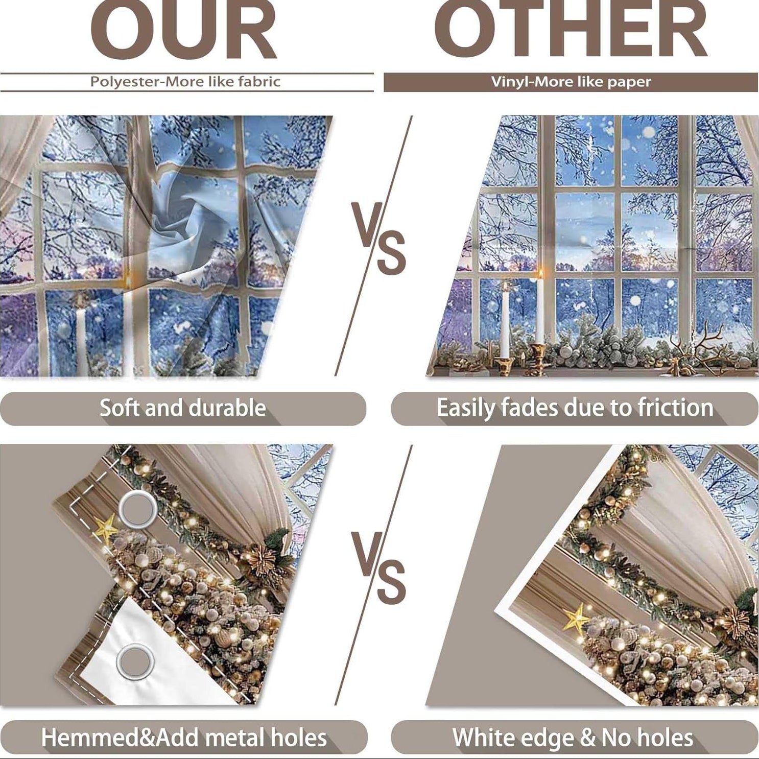 Christmas Decor Window Backdrop 7x5 Winter Photography Party