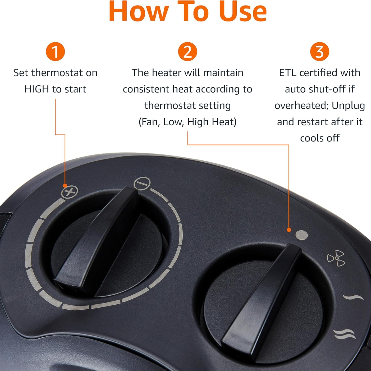 Electric Space Heater Portable Ceramic Heater Adjustable Thermostat