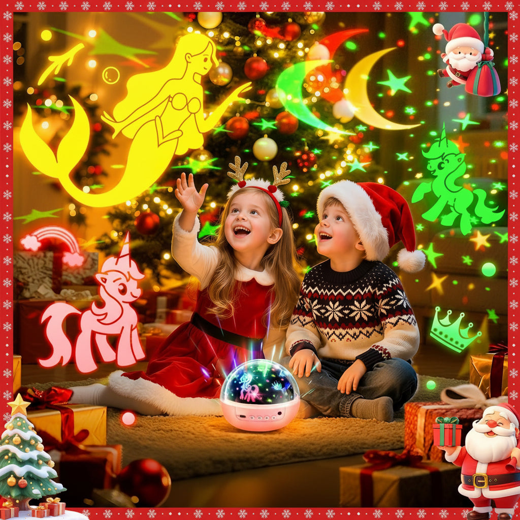 Gift Night Light Projector Kids Unicorn Star LED Bedroom Lamp