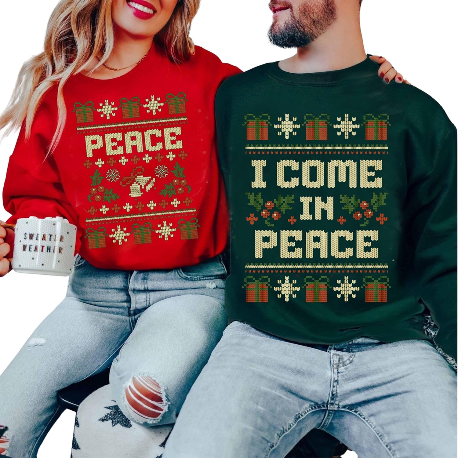 Unisex Knit Christmas Sweater Funny Long Holiday Jumper
