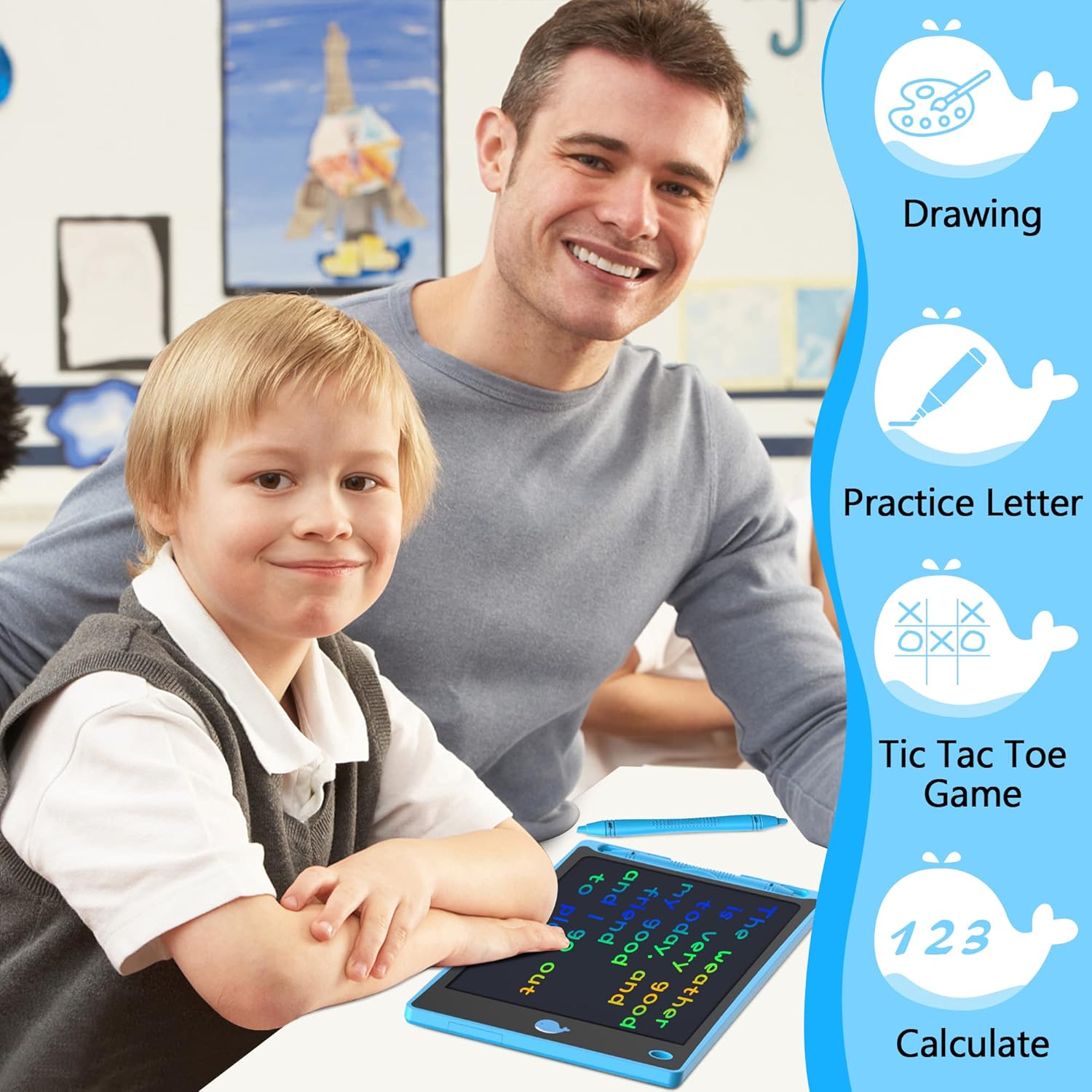 Drawing Tablet Kids LCD Doodle Board 8.8 Inch Whale Toy