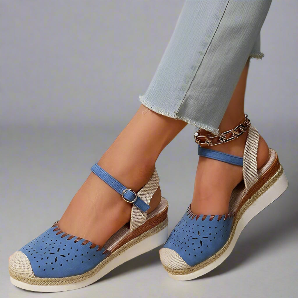 Women’s Comfortable Espadrille Sandals | Closed Toe Wedge Ankle Strap