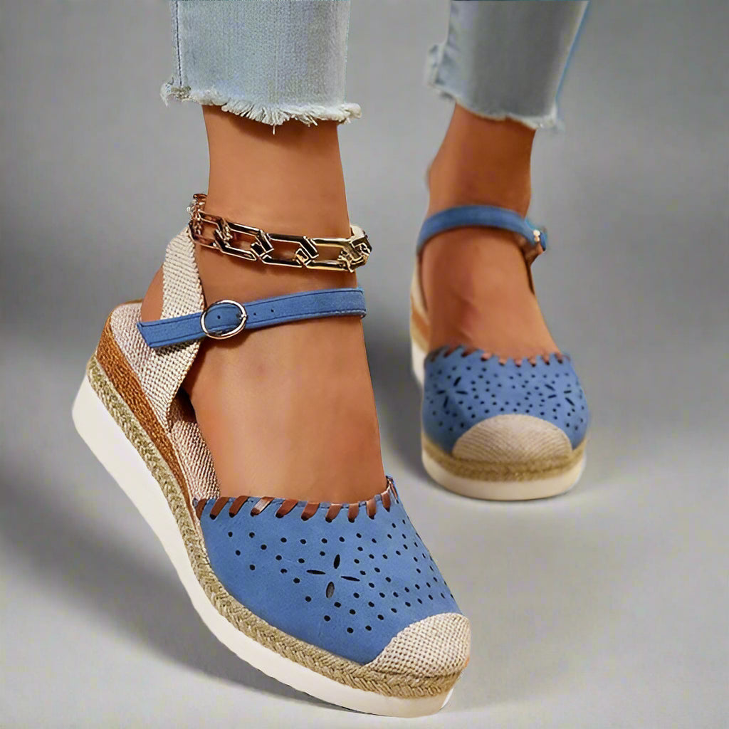 Women’s Comfortable Espadrille Sandals | Closed Toe Wedge Ankle Strap