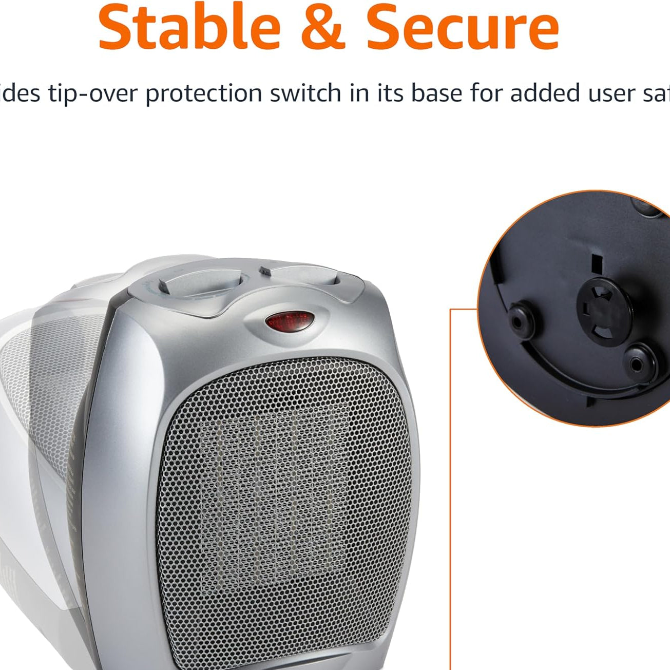 Electric Space Heater Portable Ceramic Heater Adjustable Thermostat