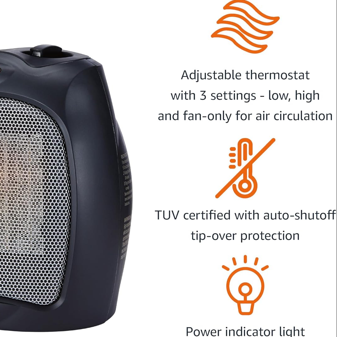 Electric Space Heater Portable Ceramic Heater Adjustable Thermostat