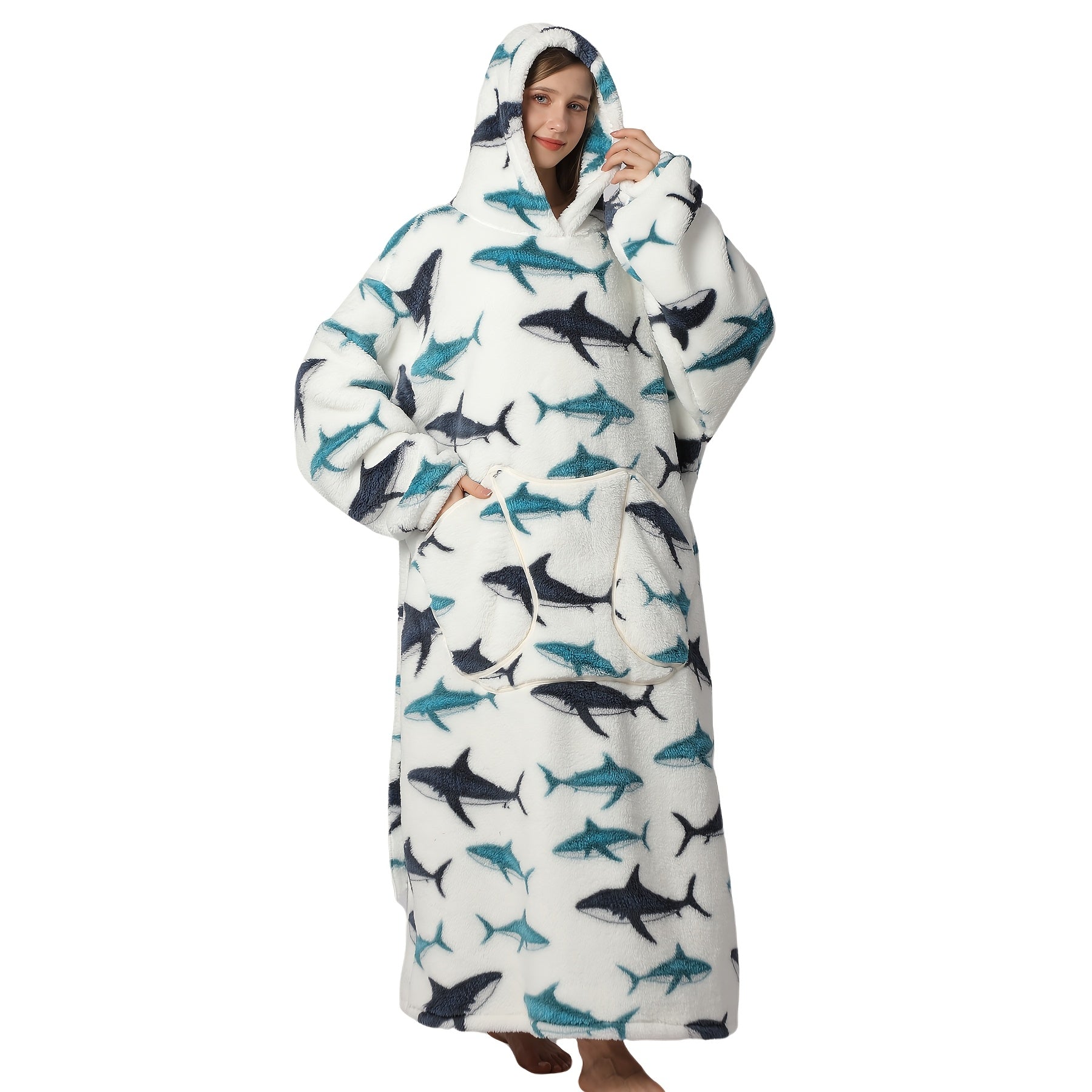 Oversized Blanket Hoodie Cozy Wearable Fleece Blanket