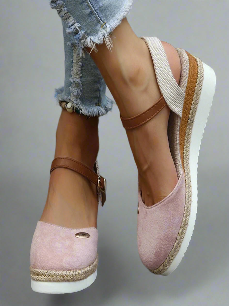 Women Comfortable Platform Espadrille Sandals | Closed Toe Strap
