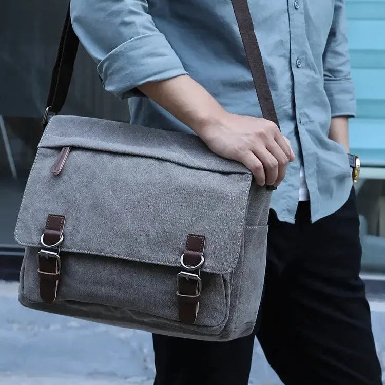 Men’s Vintage Messenger Bag | Canvas Crossbody Shoulder Satchel
