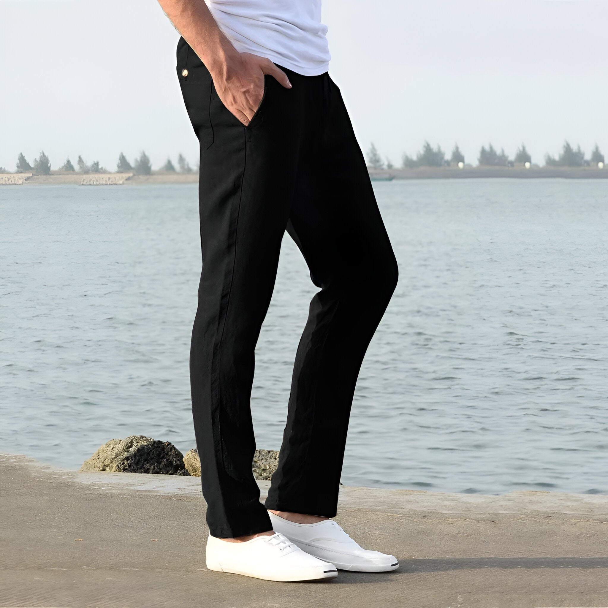 Men’s Linen Casual Pants | Lightweight Wide Leg Trousers