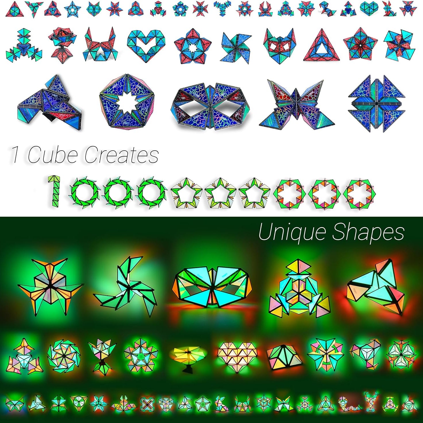 Magnetic Building Toy Glow Set Creative 3D Shapes STEM Play