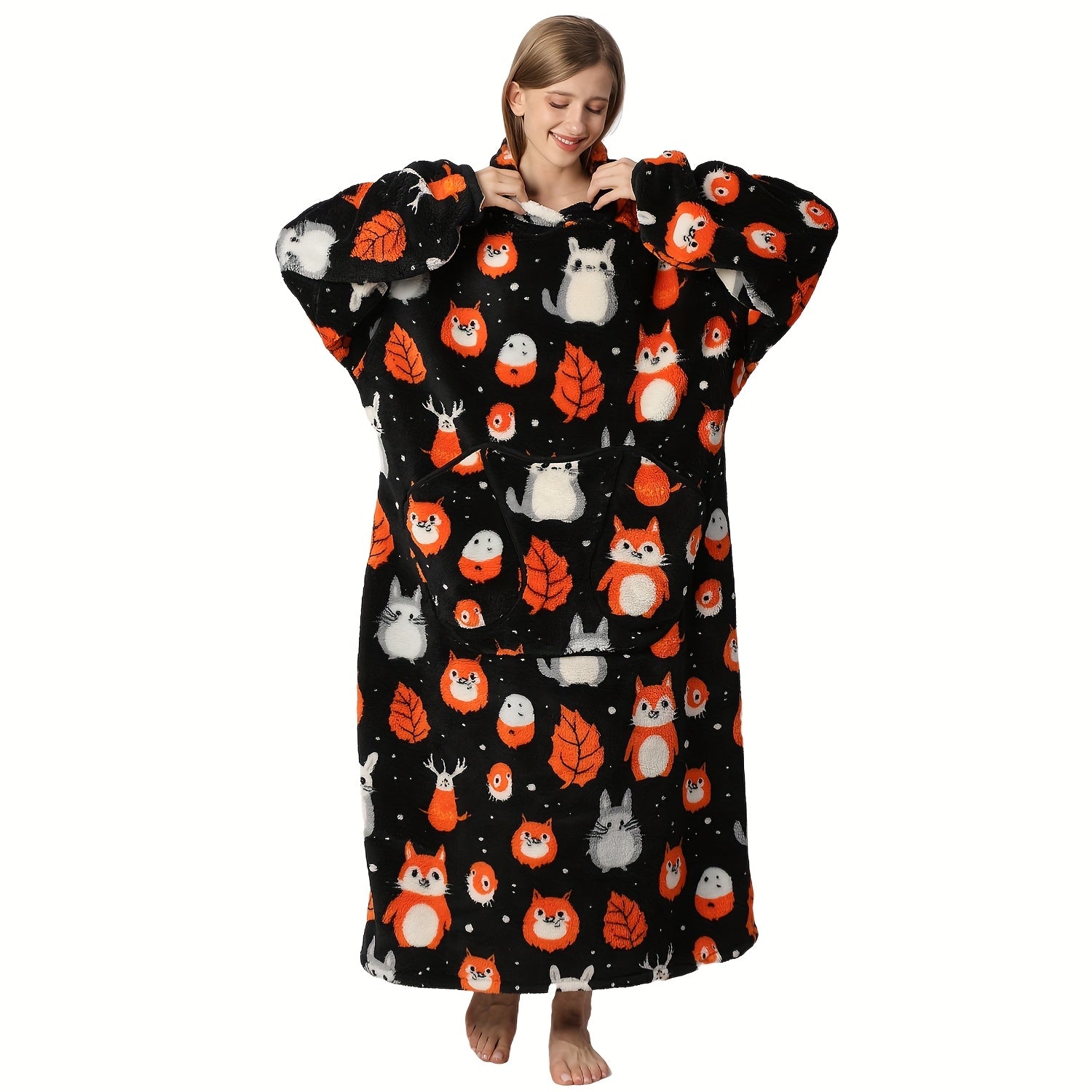 Oversized Blanket Hoodie Cozy Wearable Fleece Blanket