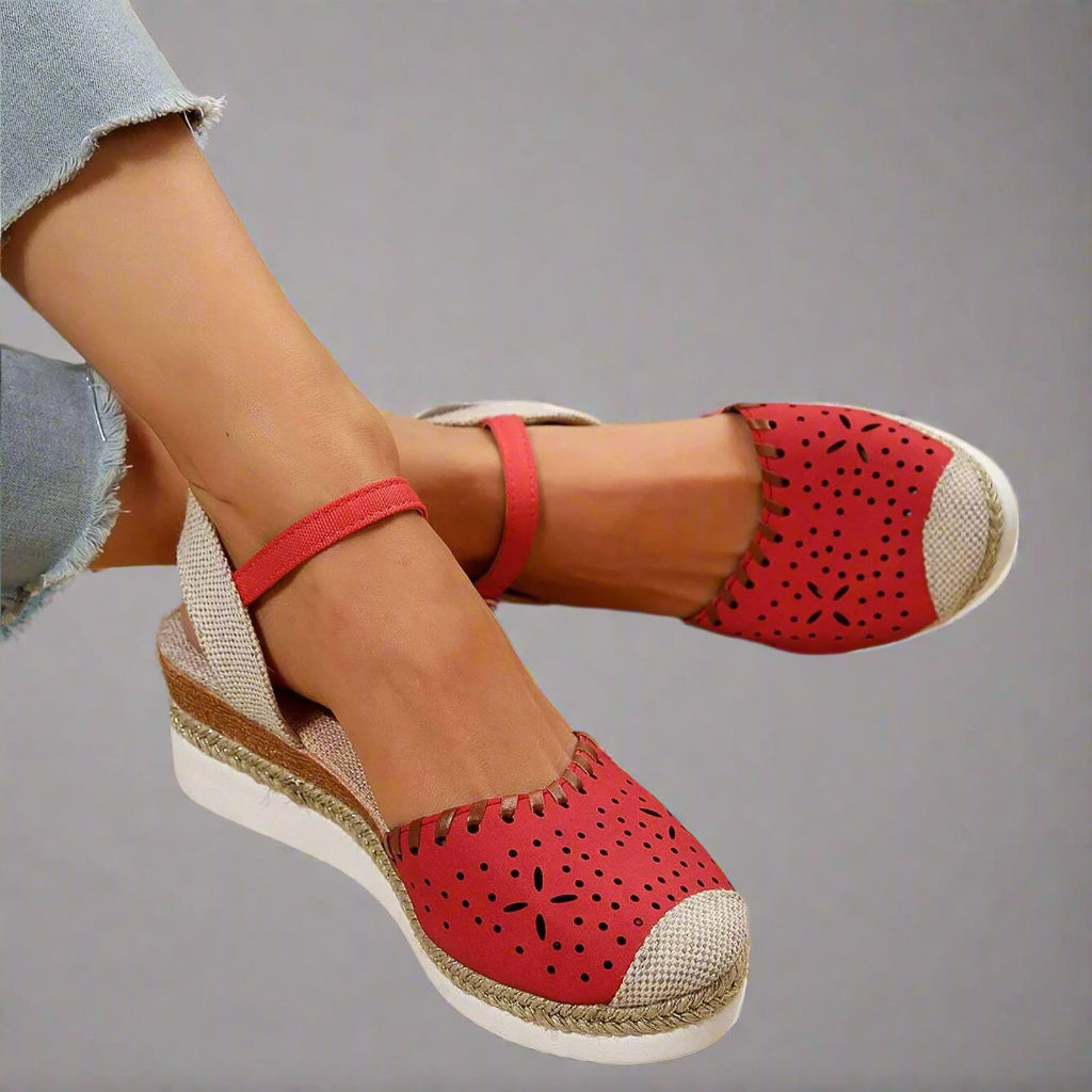 Women’s Comfortable Espadrille Sandals | Closed Toe Wedge Ankle Strap