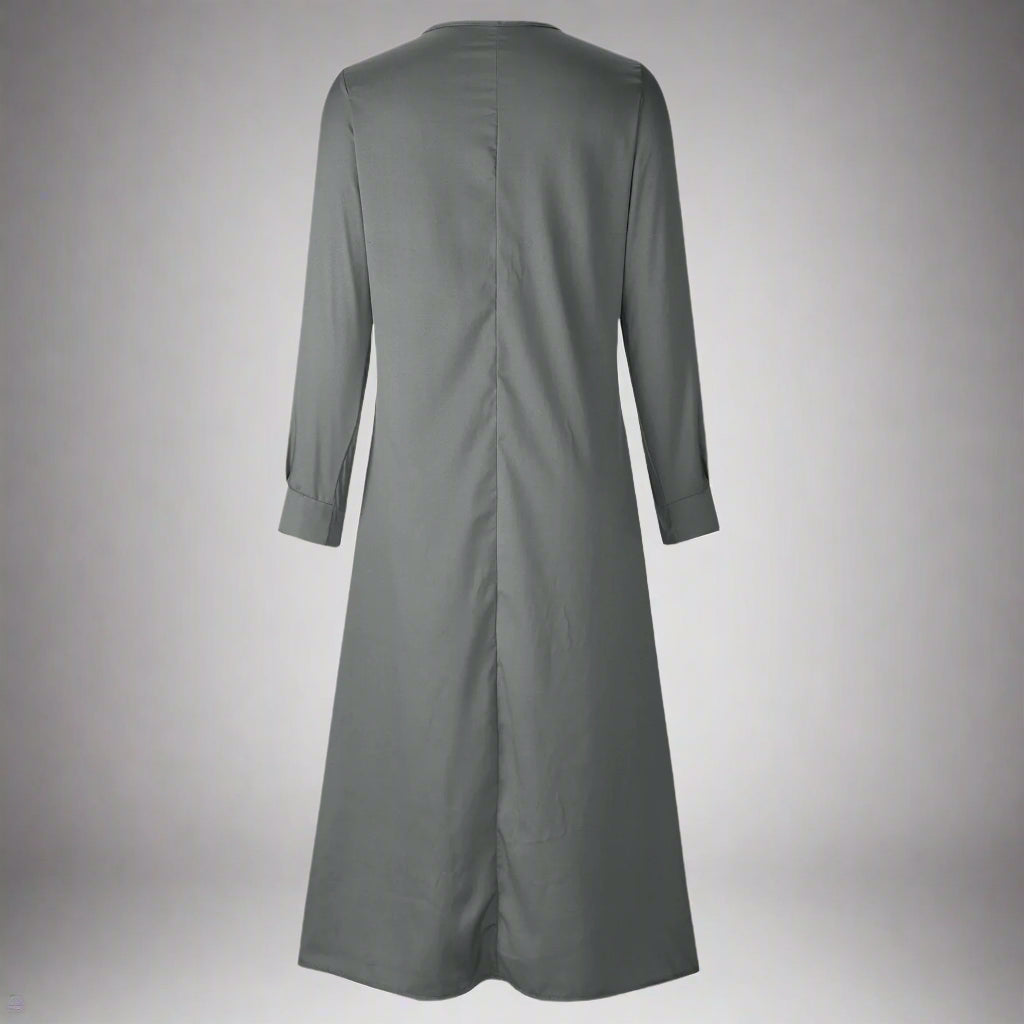 Women's Casual Long Sleeve Maxi Dress | Loose Fit V Neck Maxi