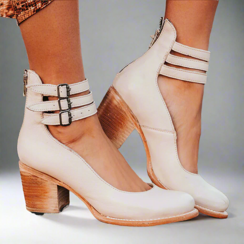 Women's Ankle Strap Block Heels | Vintage Cowgirl Shoes