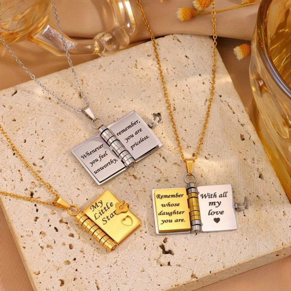 Gift Necklace Mom Daughter Gold Heart Pendant