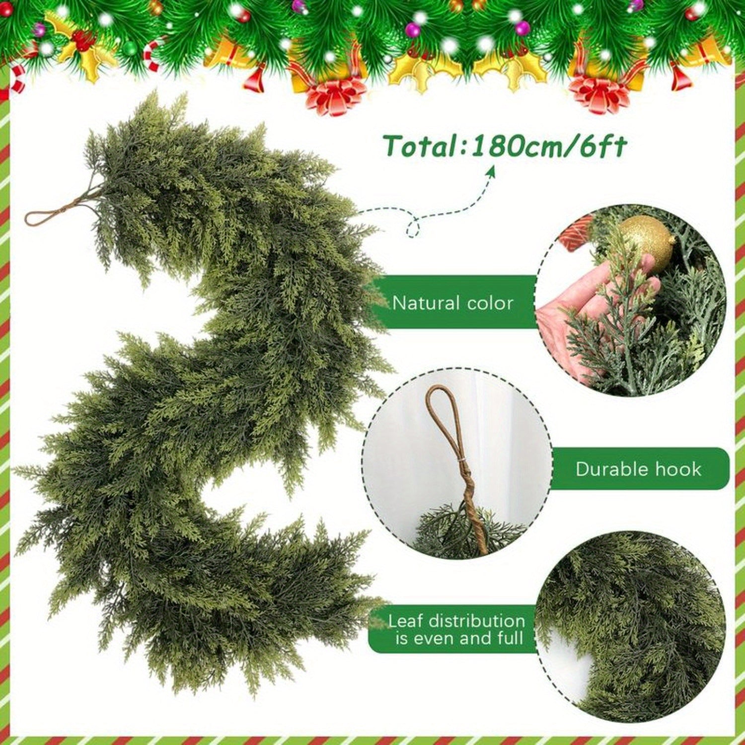 Home Decoration Christmas Garland Artificial Green Pine Hanging Decor