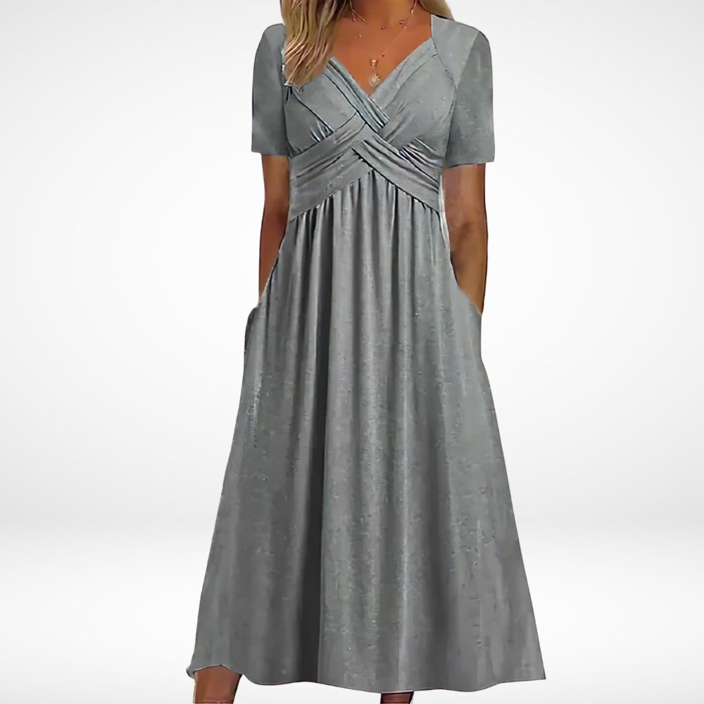 Women's Casual Summer Workwear Dress | Short Sleeve Midi