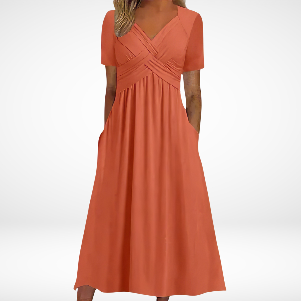 Women's Casual Summer Workwear Dress | Short Sleeve Midi