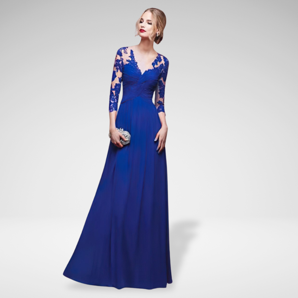 Women's Lace Long Sleeve Formal Dress | Corset Evening Maxi