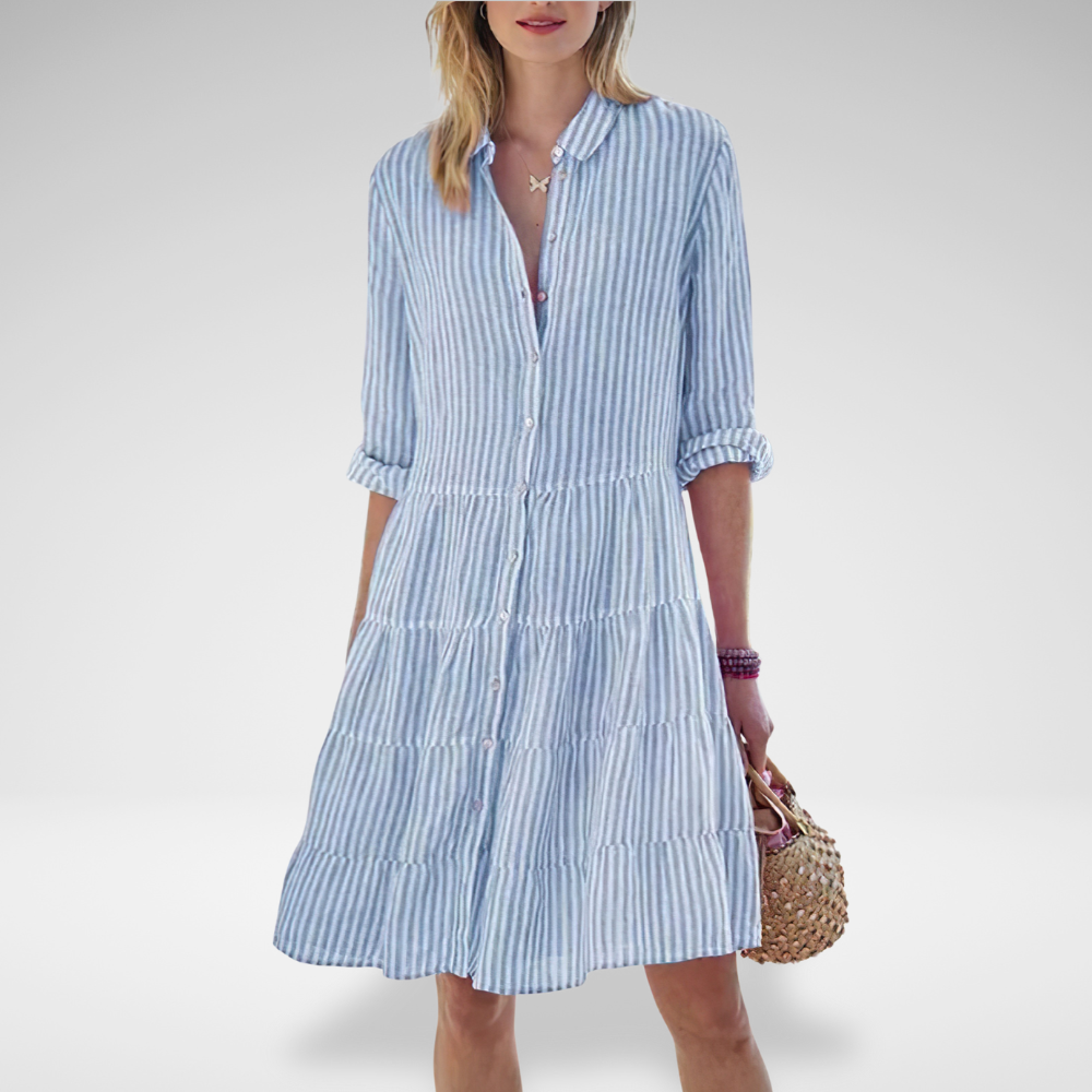 Women's Casual Striped Summer Shirt Dress | Short Mini