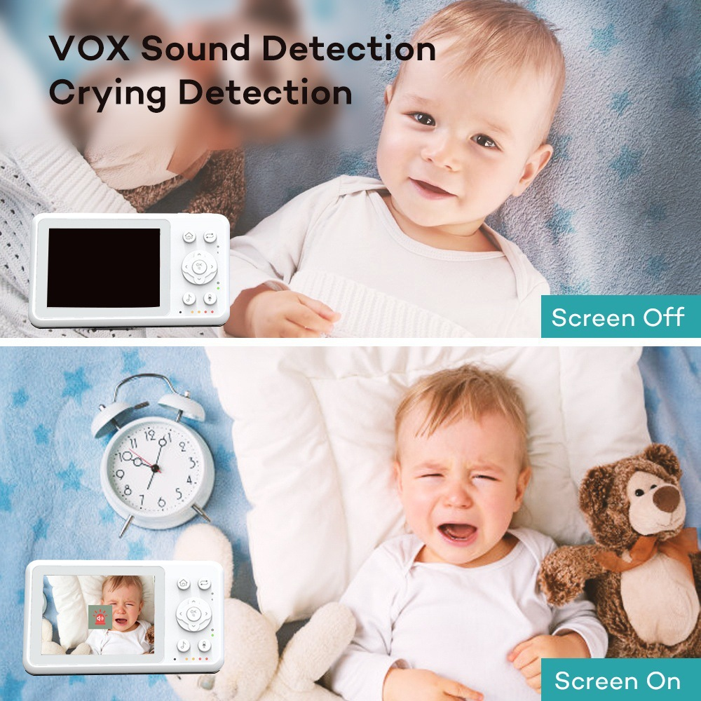 Baby Monitor Split Screen Dual Camera Night Vision Long Range Video