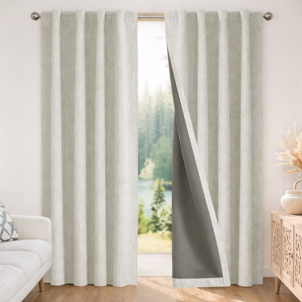 Blackout Curtains Thermal Insulated Faux Linen Window Drapes