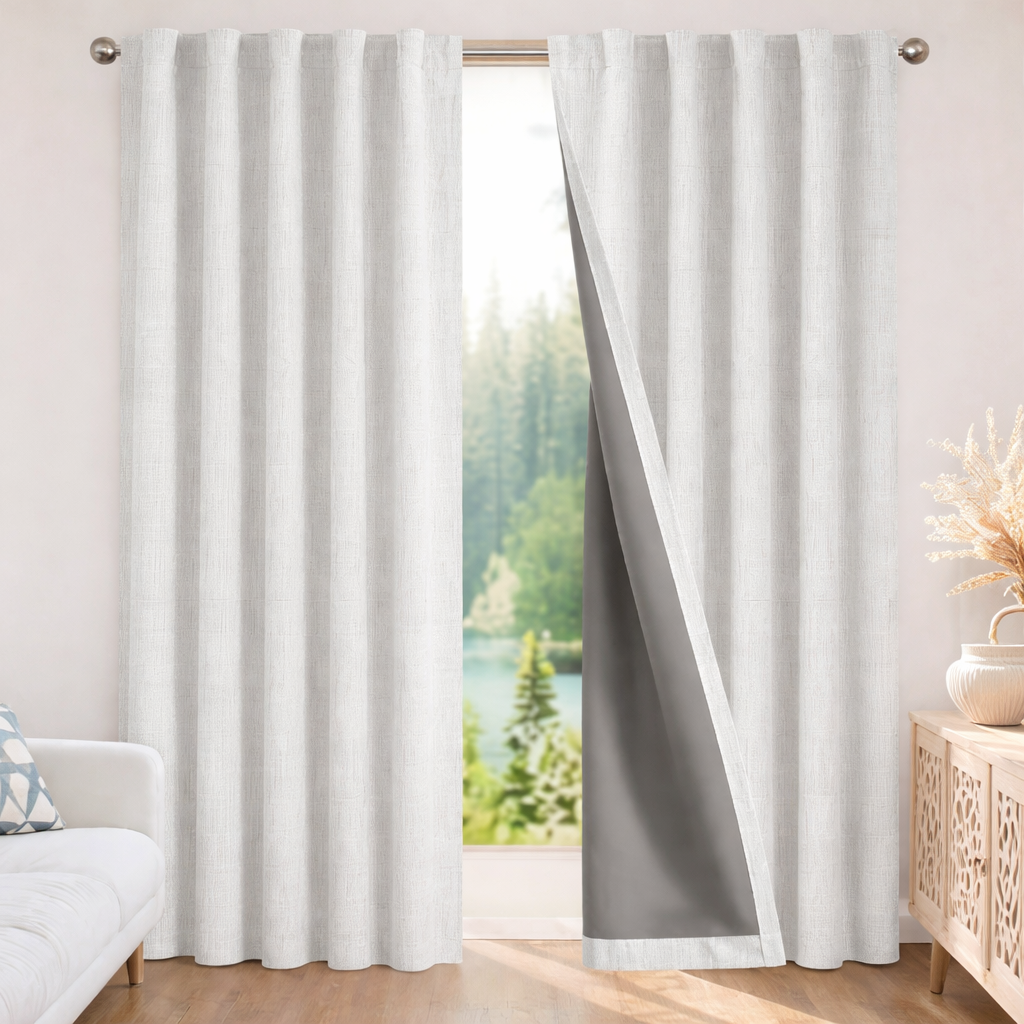 Blackout Curtains Thermal Insulated Faux Linen Window Drapes