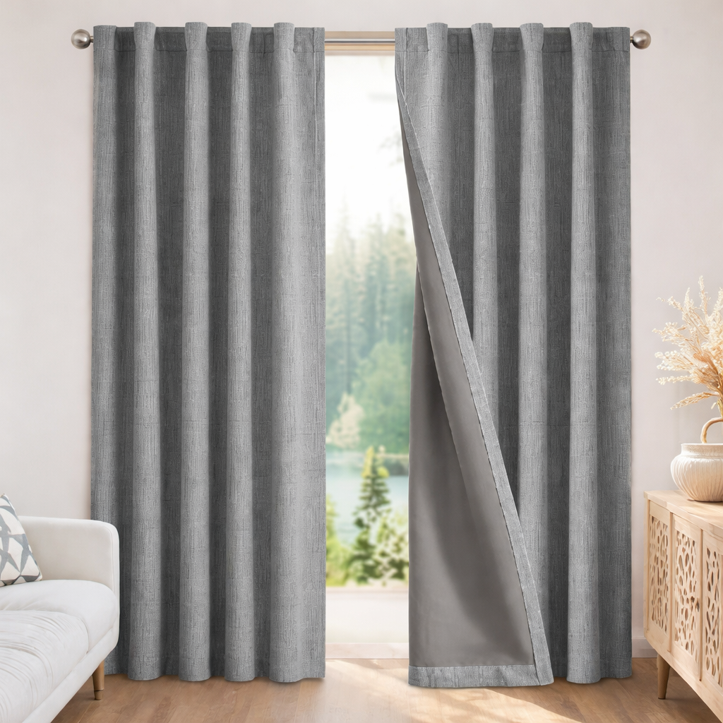 Blackout Curtains Thermal Insulated Faux Linen Window Drapes