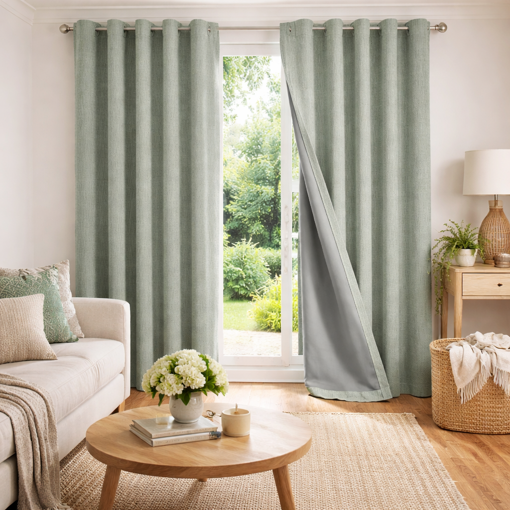 Blackout Curtains Thermal Insulated Faux Linen Window Drapes