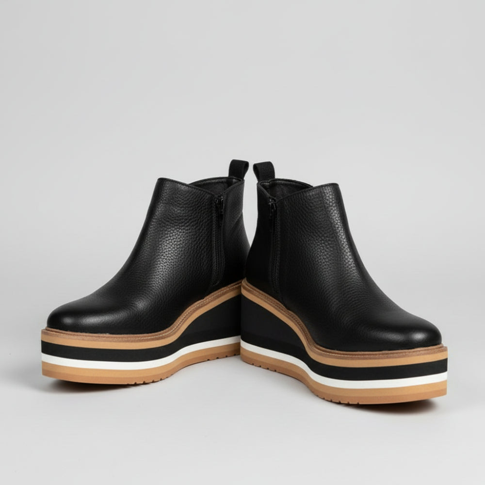 Women Platform Ankle Boots - Wedge Slip On Shoes