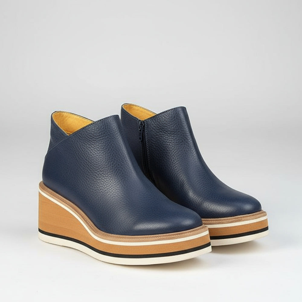 Women Platform Ankle Boots - Wedge Slip On Shoes