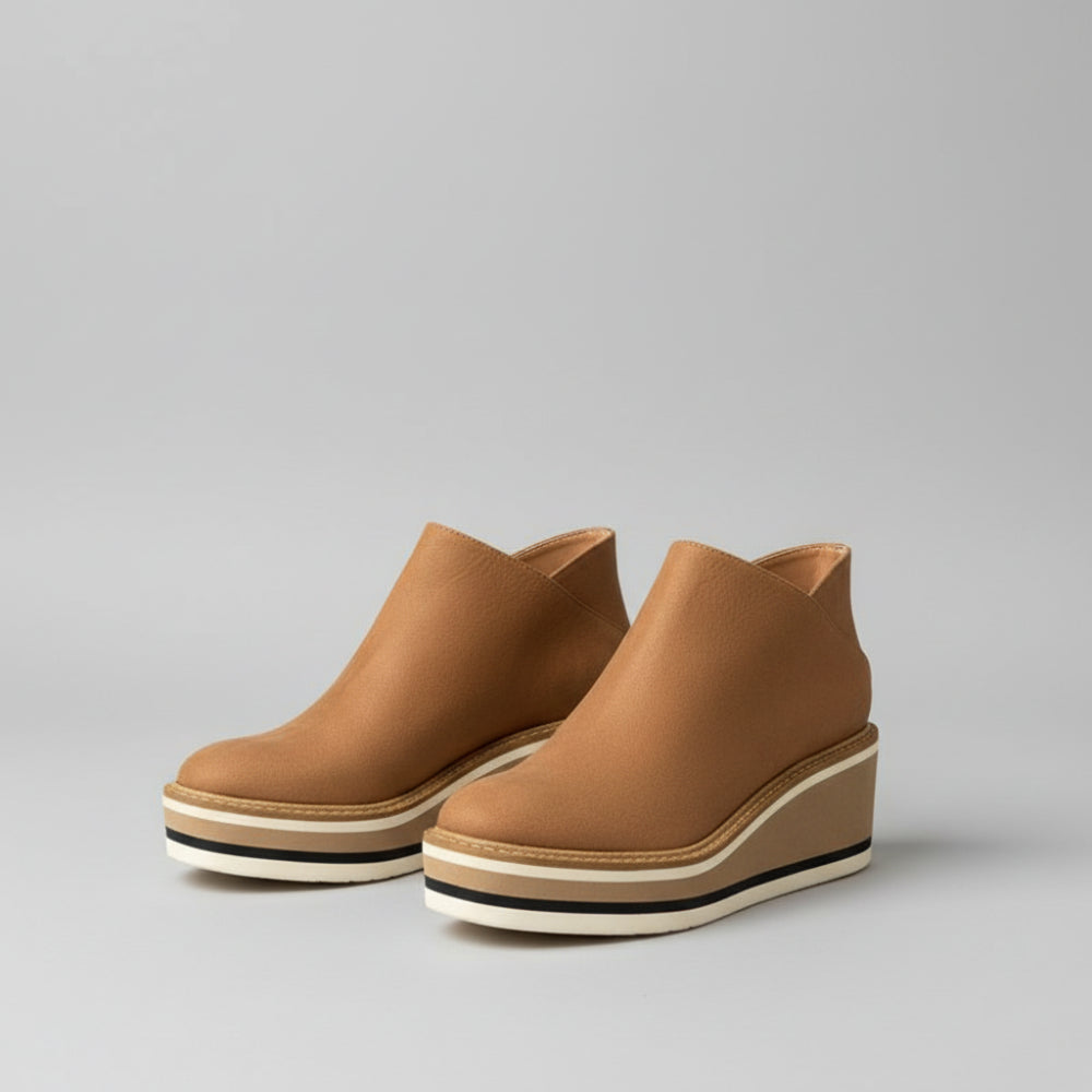 Women Platform Ankle Boots - Wedge Slip On Shoes