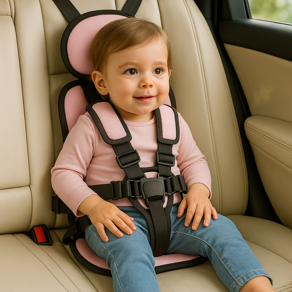 Child Car Booster Seat with Harness – Portable Foldable Travel Safety Seat