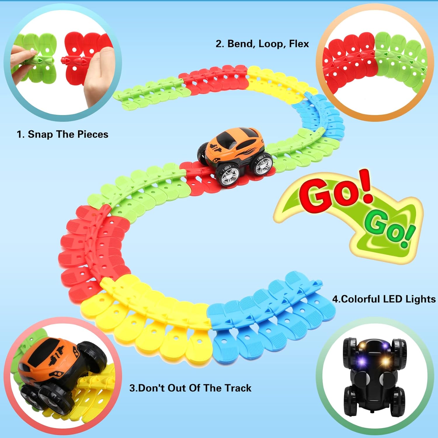 Car Track Toy Anti-Gravity Race Set for Kids 3+ STEM Learning 7