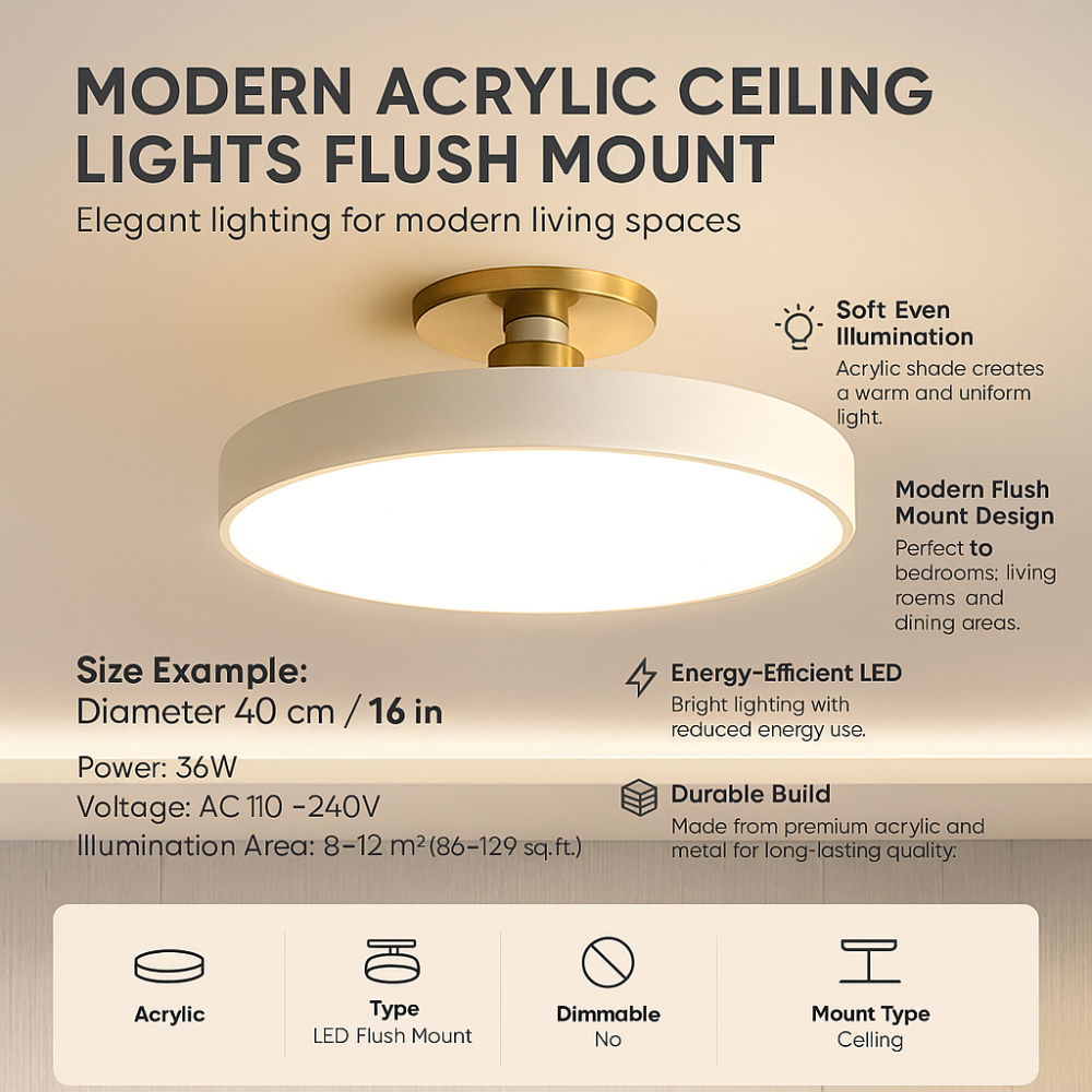 Ceiling Light Fixture Modern Acrylic Flush Mount LED Design 2