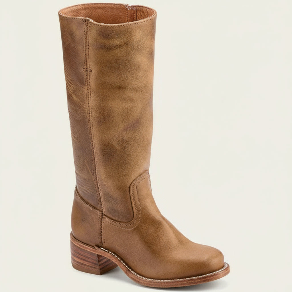 Classic Black Women's Block Heel Boots Durable PU Leather Design 1