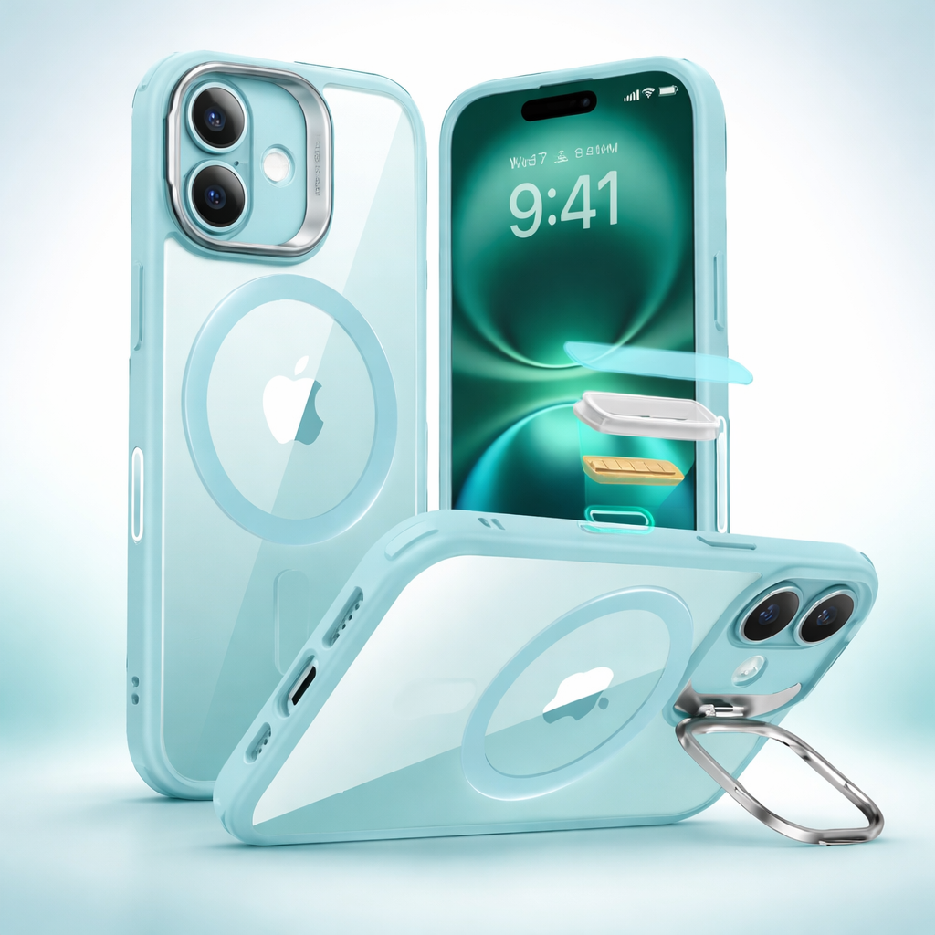 Phone Case Magnetic Clear Stand Shockproof Protective Cover