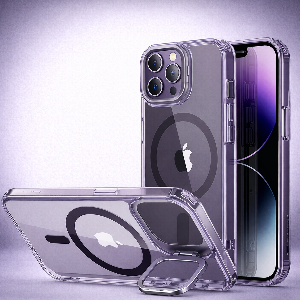 Phone Case Magnetic Clear Stand Shockproof Protective Cover