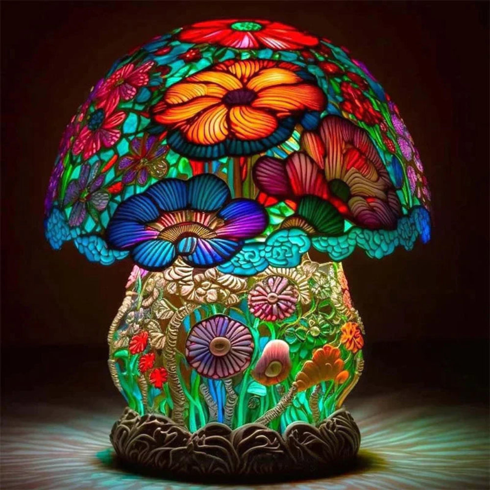 Colorful Stained Glass Table Lamp Artistic Bedside Lighting 1