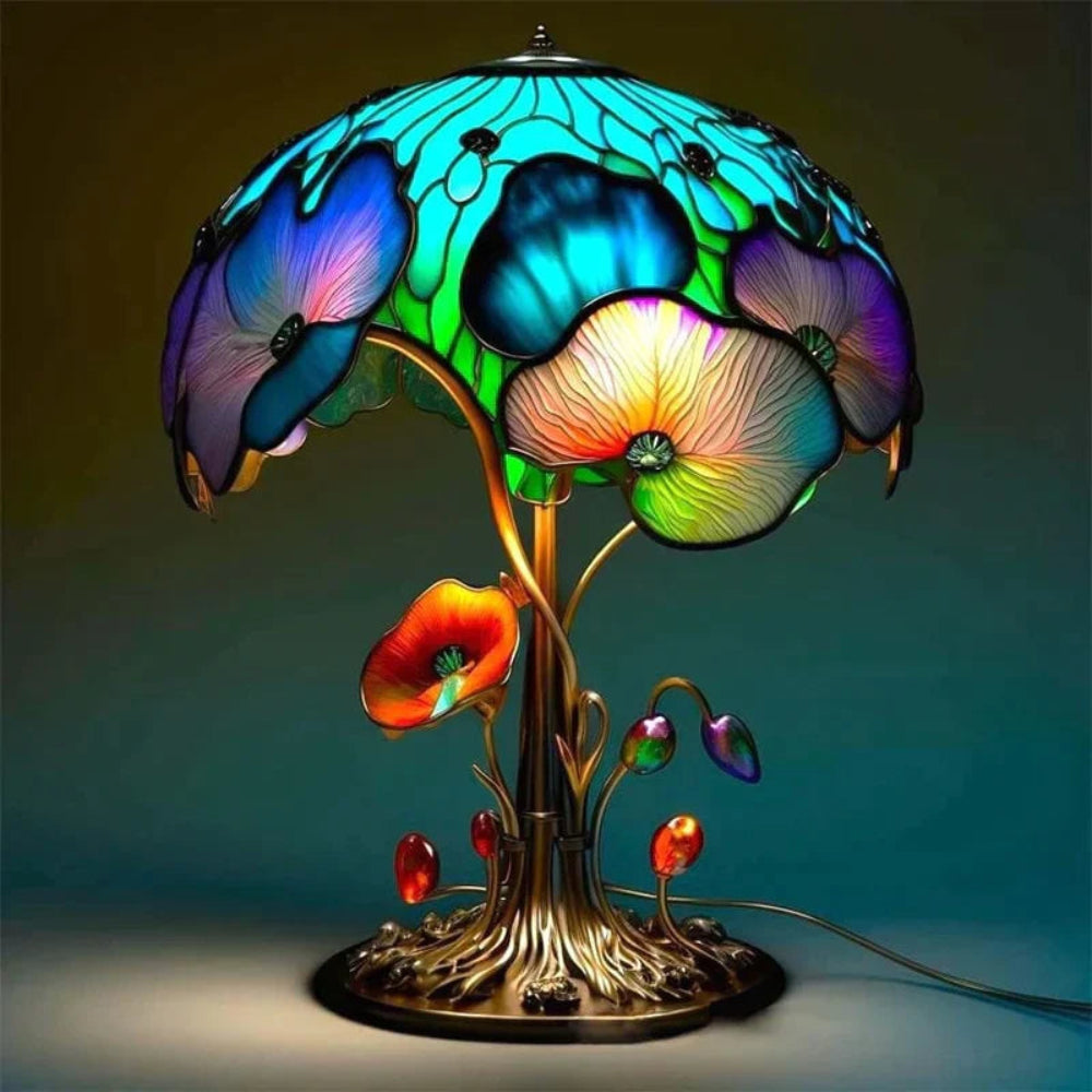 Colorful Stained Glass Table Lamp Artistic Bedside Lighting 2