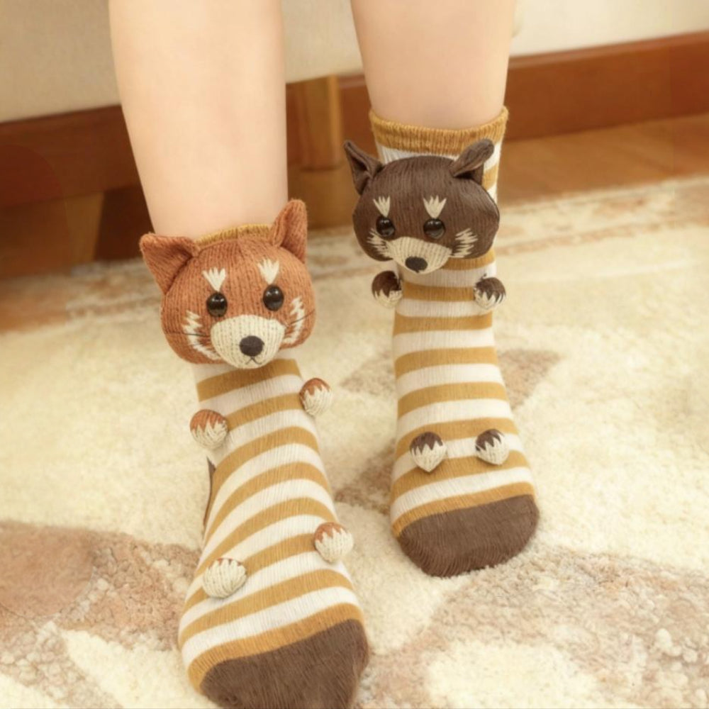 Cozy Animal Knitted Socks Plush Winter Slipper Socks