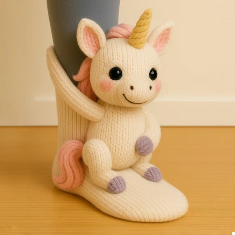 Cozy Animal Knitted Socks Plush Winter Slipper Socks