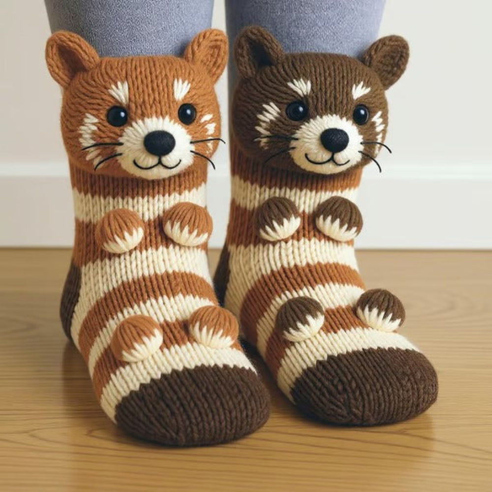 Cozy Animal Knitted Socks Plush Winter Slipper Socks