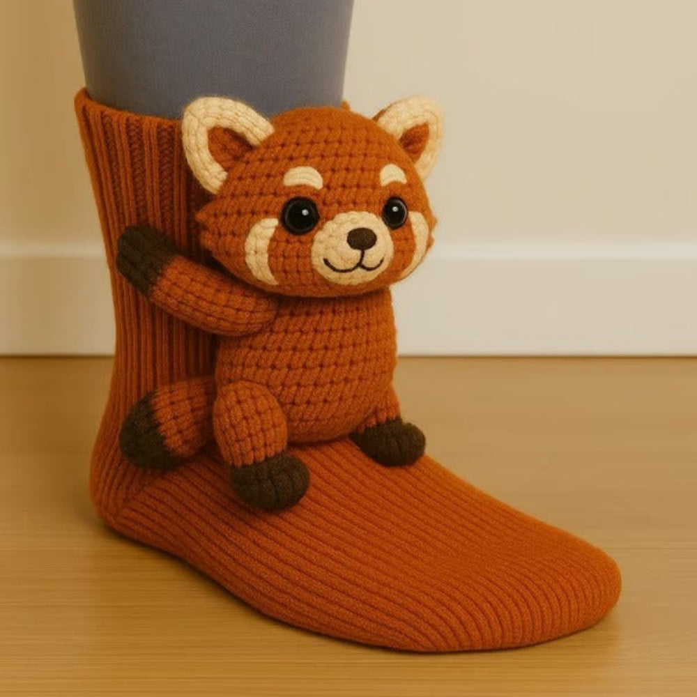 Cozy Animal Knitted Socks Plush Winter Slipper Socks