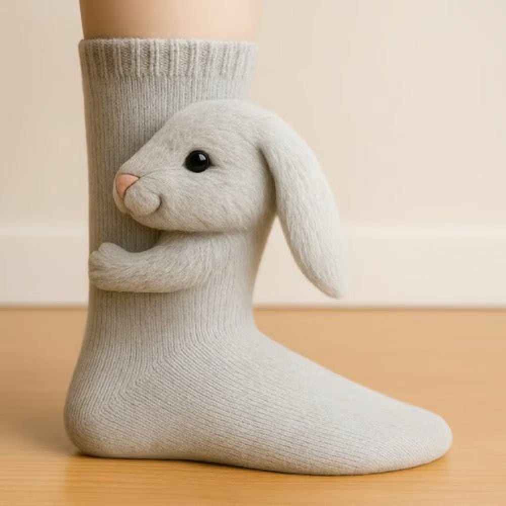 Cozy Animal Knitted Socks Plush Winter Slipper Socks